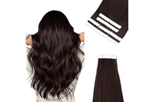 Vlasy Tape in Hair Extensions Human Hair 10 Pieces Mini Tape in Hair Extensions Real Natural Human Hair Invisible Straight Chocolate Brown Hair Extensions for Short Hair Women 2# 12 Inch