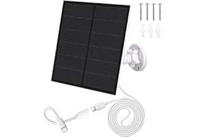 VMUTGA Panel słoneczny do kamery monitorującej na zewnątrz, moduł słoneczny do kamery 5 W z złączem micro USB i USB-C, panel słoneczny, uchwyt z regulacją 360°, kabel ładujący 9,8 ft, wodoodporność IP65