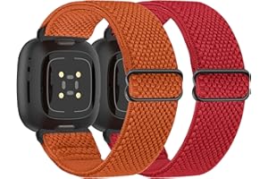 Larbolu 2 Paquet Compatible avec Fitbit Versa 4 Bracelet/Fitbit Versa 3 Bracelet/Fitbit Sense Bracelet Femme Homme, Bracelet Sport en Nylon Élastique pour Versa 4/Versa 3/Sense