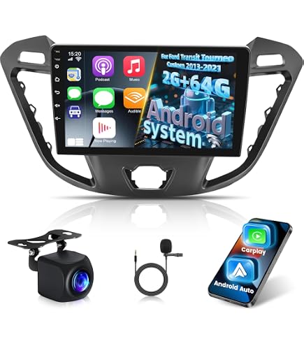 SXAUTO Autoradio 9 Pollici Per Ford Transit/Tourneo Custom (2013-2019) - Android 15, 6GB RAM 128GB ROM, Octa Core, CarPlay Wireless, Android Auto, GPS, DAB+, 360° CAM AHD, Bluetooth 5.0