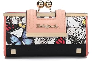 Gladdon Lady Women Retro Purses Floral Butterfly Pattern Buckle Wallets Card Holder Bag Gifts