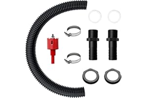 ALGUIRNEX Water Butt Connector Kit, 2pcs 25mm Bulkhead Fittings, 50cm Flexible Hose, 32mm Hole Opener, Leak-Proof Tank Linking Set for Rain Barrels Water Storage Tanks
