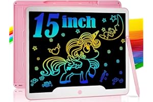 SCRIMEMO Große 15-Zoll Zaubertafel Magnettafel LCD Schreibtafel Kinder, Maltafel Zaubertafel Zeichentafel Kinder, Einhorn Geschenke Spielzeug für Mädchen ab 2 3 4 5 6 Jahre (Rosa)
