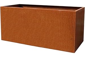 VIVANNO Bac à Plantes Jardinière en Acier corten métal Angulaire Maxi, Brun Rouille (100x45x45 cm)