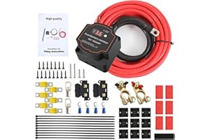 SOSISUL 12V/140A BSR Trennrelais Komplettset mit 3M Kabel vollautomatisches Batterie Trennrelais, Trennrelais 12v Zweitbatterie mit LED-Bildschirm Display für Wohnmobil Van LKW SUV RV ATV UTV Boot