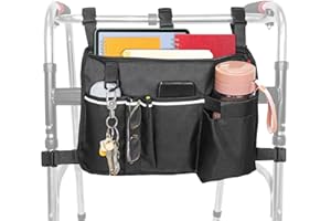 TONINT Large Walking Frame Bag with Cup Holder,Walker Tote Bag,Walker Basket,Folding Walker Attachment Hands-Free Storage Basket Mobility Aid Accessory Pouch for Elderly