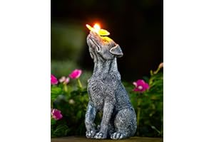 ‎YEOMOO Yeomoo Hund Figuren mit Schmetterling Solar Deko für Außen: Lustige Hunde Gartendeko Hundebesitzer Geschenk für Frauen Männer Mama Geburtstagsgeschenk Wasserdicht Deko für Garten Balkon Zimmer
