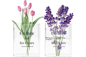 SPEACOUR 2 PCS Vase Livre Acrylique Transparent, Vase en Forme de Livre Fleur de Livre Transparente Vases Tulipes Vases Decoratifs pour Table, Salon, Bureau, Salle de Bain, Chambre à Coucher