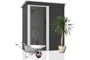 2mGoods S Geräteschuppen, Gartenhaus aus Metall, ca. T86 B162 H186 cm, 1,48 m³ Stauraum, extra Kantenschutz, stabile Schiebetüre, Gartenhütte, Gerätehaus,Gartenlagerung