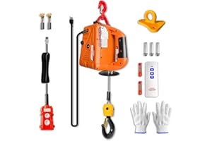 YATOINTO 3 in 1 Electric Hoist Winch, 500kg Portable Electric Power Winch with Wire and Wireless Remote Control, 220V 1500W Electric Hoist Crane, Overload Protection 7.6m Lifting Height for Towing