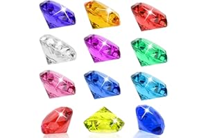 Gukasxi 12 Stück 40mm Kinder Diamanten Schatz, Tauchen Gem Tauchspielzeug, Diamanten Bunt Kinder, Acryl Diamanten Bunt, Piraten Schatzsuche Spielzeug, für Strand Pool Wasser Park (Multicolor Diamant)
