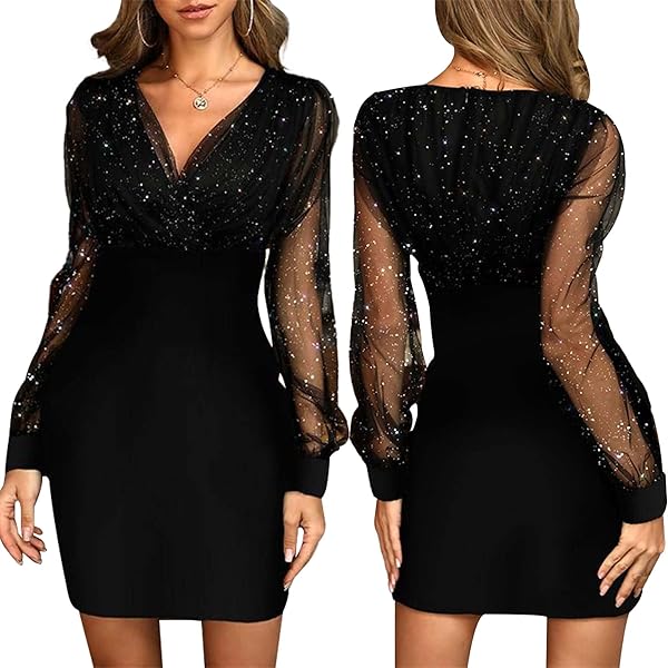 GRACE KARIN Elegante damesjurk met ronde hals, bodycon, mini-jurk, avondfeest, clubjurk, Zwart, L GRACE KARIN Elegante damesjurk met ronde hals, bodycon, mini-jurk, avondfeest, clubjurk, Zwart, L