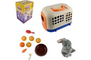 Tierarzt Spielzeug Kinder mit Käfig, Kikuo Plüsch Kaninchen Hase Spielzeug, Hersity Tierarztkoffer Käfig mit Rädern, Sotodik Grooming Fütterung Kaninchen für Kinder 3+ Jahre alt Mädchen Jungen
