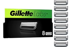 GilletteLabs Pack de 8 Recambios Para Maquinillas De Afeitar, Cuchillas De Afeitar Con 5 Hojas y Banda Lubricante, Compatible Con Todas Las Maquinillas GilletteLabs