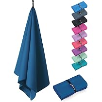 Lot De 3 Serviettes Microfibre Flaveano – 180x90 / 80x40 / 50x30 Cm, Séchage Rapide, Bleu Marine