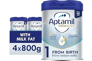 Aptamil Advanced 1 First Infant Baby Milk Powder Formula, from Birth, 800g (Pack of 4)