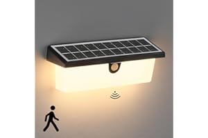 Lightsjoy Solar Powered Garden Lights Outdoor PIR Outside Wall Lighting Motion Sensor IPX4 Waterproof External Security Lights Solar Frontdoor Fence Light Yard Balcony Garage Patio, 3000K Warm White