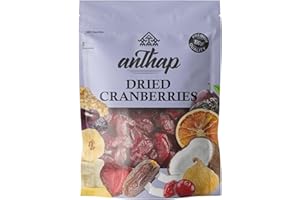 Anthap Dried Cranberries, Sweet & Tart Flavour, Ideal for Trail Mix, Salads & Cereals, Resealable Bag, Perfect for Snacking and Baking, Rich in Antioxidants, High in Fibre, 1kg