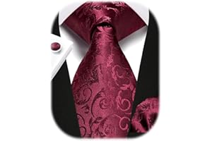 Enlision Corbatas de Hombre Elegantes Conjunto Corbata y Pañuelo con Gemelos Corbata de Color Solido Flores Paisley Modernas para Boda Fiesta Business Oficina Regalo