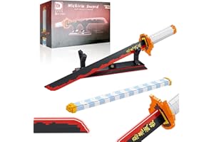 Hengrongshen Katana Demon-Slayer, 100cm Épée Rengoku en Briques de Construction Style Ideas, Kit de 790 Pièces avec Support et Gaine, Cosplay Manga Cadeau Décoratif pour Adultes et Enfants
