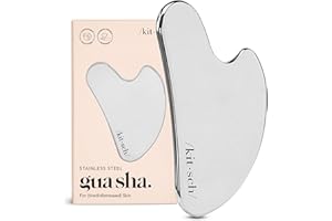 Kitsch Stainless Steel Gua Sha Facial Tool - Gua Sha Tool for Face, Face Sculpting Tool, Jawline Shaper, Double Chin Reducer, Body Gua Sha Tool, Lymphatic Drainage Massager, Facial Skin Care - Silver
