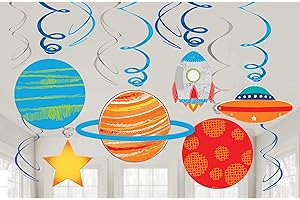 AMSCAN (PKT) Blast Off Birthday Swirl Decorations (12 pk)
