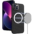Magnetic Case for IPhone 12 Compatible with, Ultra Thin Slim Shockproof Carbon Fiber Texture Plastic Hard Back Phone Case Cover (Iphone 12, Black)