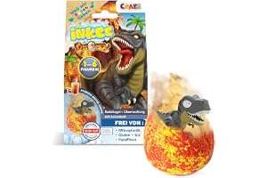 INKEE Dinorex Set 1 Badbomber med Dinosaurier, Musslande Badbollar för Barn med Figurer, Persikote Doft, 1 x 80g