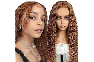 Hxxcoup Human Hair Wig 13x4 Lace Front Wig Glueless Wig Brown Curly Wig Light Brown Wig Pre Plucked Natural Hairline Pelucas Cabello Natural #30 150% Densidad Pelucas Para Mujer 14 Inch