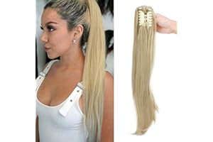 SILK-CO Dopinki do przedłużania włosów z klipsami, koński ogon, lekko falowane, warkocz, przedłużenie włosów z klamrą, 55 cm-155 g, #blond