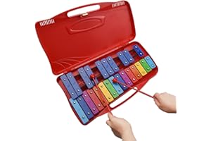 LIAKAI IMEISH 25 Notizen Xylophon Professionelle Glockenspiel Percussion Rhythmus Musikinstrument Spielzeug mit Koffer 2 Schlägel für Baby Kinder ab 3 Jahren