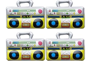 EUPSIIU 4 Stück Aufblasbare Radio Boombox, Hip Hop Radio Walkman, für 80er 90er Party Dekorationen, Kostüm Fasching Karneval Accessoires, Rock Star Toy Requisiten, Retro Party (Mehrfarbig)