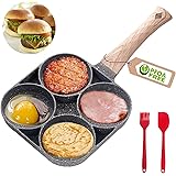 Non-Stick Frying Pan with 4 Holes Pancake Pan Fried Egg Burger Pan, Egg Frying Pan, Pancake Omelette Pan, Boilers 4-Cup Burge