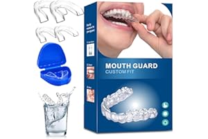 PSECICI 4 Pack Sleeping Mouth Guard for Clenching Teeth at Night, Stops Bruxism, Reusable Mouth Guards Grinding Teeth for Adults & Kids (with a Travel Cases)