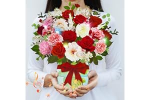 APOTODITO 3D Pop-Up Rose Karte mit Musik und Licht, 3D Pop-Up Blumenstrauß, Geburtstagskarte, Jubiläumskarte, Valentinstagskarte, Muttertagskarte für Frauen, Mütter und Ehefrauen