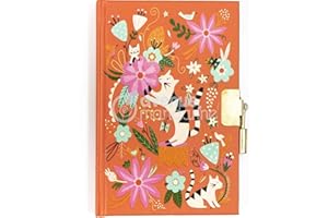 AVENUE MANDARINE MY MANDARINE CO206C - Un JOURNAL INTIME 240 pages lignées 11x14 cm - Fermeture cadenas - CHATS ET FLEURS