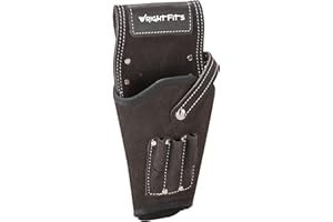 WRIGHT FITS WrightFits Étui en cuir pour perceuse - Étui pour clé à chocs - Étui pour ceinture à outils - Étui pour perceuse pour électricien gaucher et droitier - Marron - WW180118