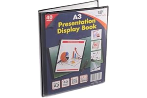 HABERCRAFTS Libro expositor de carpeta de certificado A3, 40 bolsillos de plástico, carpeta de presentación con fundas de plástico, carpeta de Poly (tamaño A3, 40 bolsillos, 80 vistas, 1 libro de exhibición)