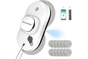 SUNSMAI Window Cleaning Robot with Automatic Water Jet, App Intelligent Robot Window Cleaner with Safety Rope Remote Control, Window Robot with Strong Suction for All Smooth Surfaces