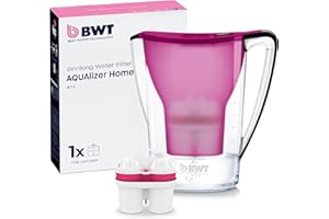 BWT Wasserfilter AQUAlizer Home | Aubergine | inkl 1 Magnesium Filterkartusche | Wasserfilter Trinkwasser | Für Speisen & Getränke | Filtert Kalk, Chlor, Blei & Kupfer