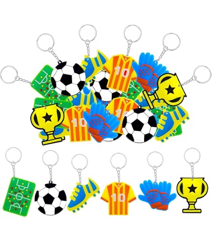 30 Pezzi Portachiavi da Calcio Mini Portachiavi,portachiavi sportivi per il compleanno del bambino Forniture per la scuola Sport Reward bomboniere sportive,Gommi Portachiavi Set