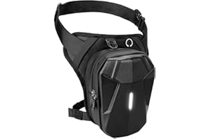 ISEYOU Motorcycle Leg Bag for Men Women, Thigh Bag with Reflective Strip & Removable Straps, Expandable Storage Hiking Waist Pack, EVA Hardshell Durable Drop Leg Pouch for Cycling Hiking Traveling