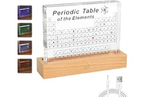 XQZMD Tabla periódica acrílica con 83 elementos, gran exhibición para estudiantes y profesores, decoración de manualidades, 21 x 14 x 2,7 cm