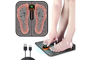 LEMENG EMS Foot Massager,Folding Portable Feet Massage Machine,Electronic Muscle Stimulatior Massage Mat,8 Modes 19 Intensities Relax Muscles