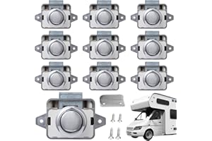 Toyosport 10PCS RV Push Button Locks, Furniture Button Catch for Closet, Cupboard, Cabinet Doors, Furniture Push Button Latch for Motorhome, RV Camper, Caravan Van