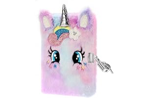 PESLNG Diario Segreto Bambina - Diario con Lucchetto, Ideale per la Scuola e Come Regalo per il Ritorno a Scuola e Occasioni Speciali (Unicorno con grandi occhi, colore scuro, Multi)
