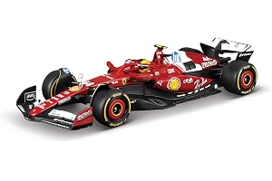 BBURAGO - Ferrari SF-25 F1 2025#44 Hamilton with Helmet, 1:43 Scale Diecast Car, Detailed Replica with Display Case and Base, Officially Licensed by Ferrari, Recommended Age 14+ Years