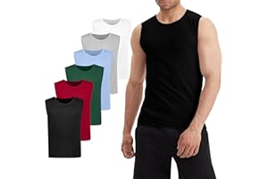 LiKing Pacco da 3/6 Canotta Uomo,100% Cotone,Tank Top Sportive Allenamento Canotte Elasticizzato Stringer Vest,Senza Maniche,con Scollo Rotondo,Casual Canotte estive Smanicato Uomo