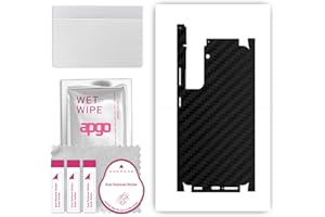 apgo Rückseite + Seiten Schutzfolie Aufkleber Folie Vinyl für Samsung Galaxy S21 5G - Carbon Schwarz