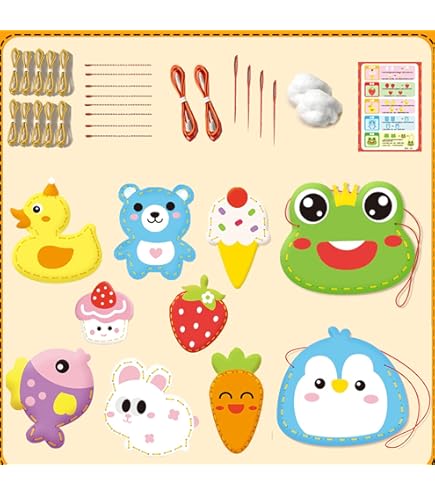 Kaisibum Nähset Kinder - 14 Filztiere Mit Schere & Nadeln